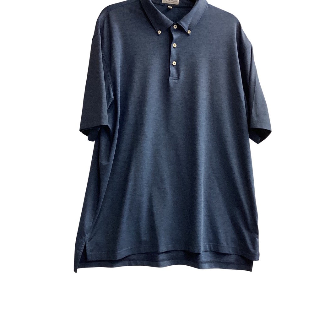 Peter Millar Summer Comfort Polo Shirt Button Up Short Sleeve‎ XL Blue Heathered - Picture 2 of 15